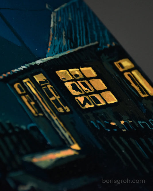 Original oil painting "Night in the village" 2023 - Boris Groh