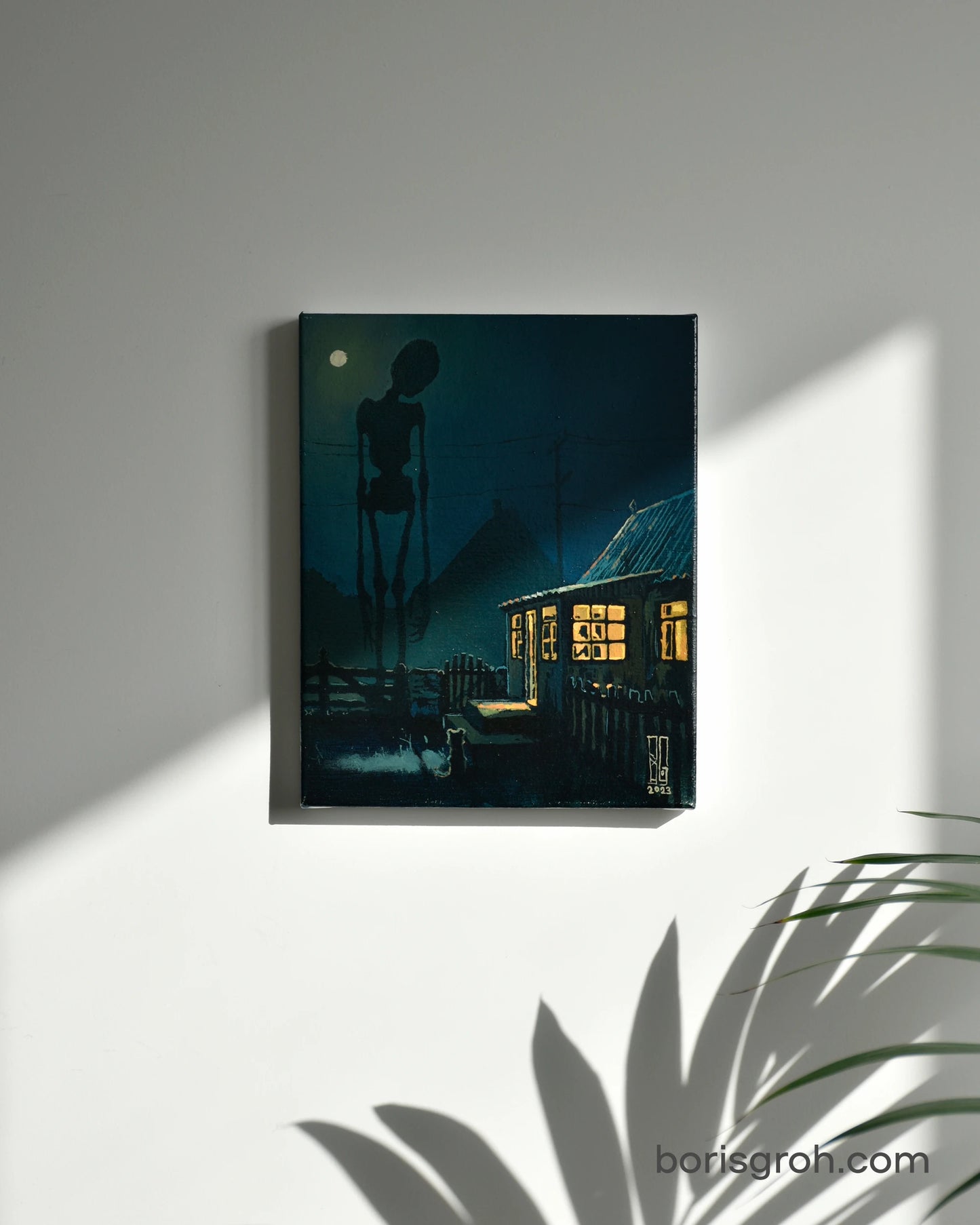 Original oil painting "Night in the village" 2023 - Boris Groh