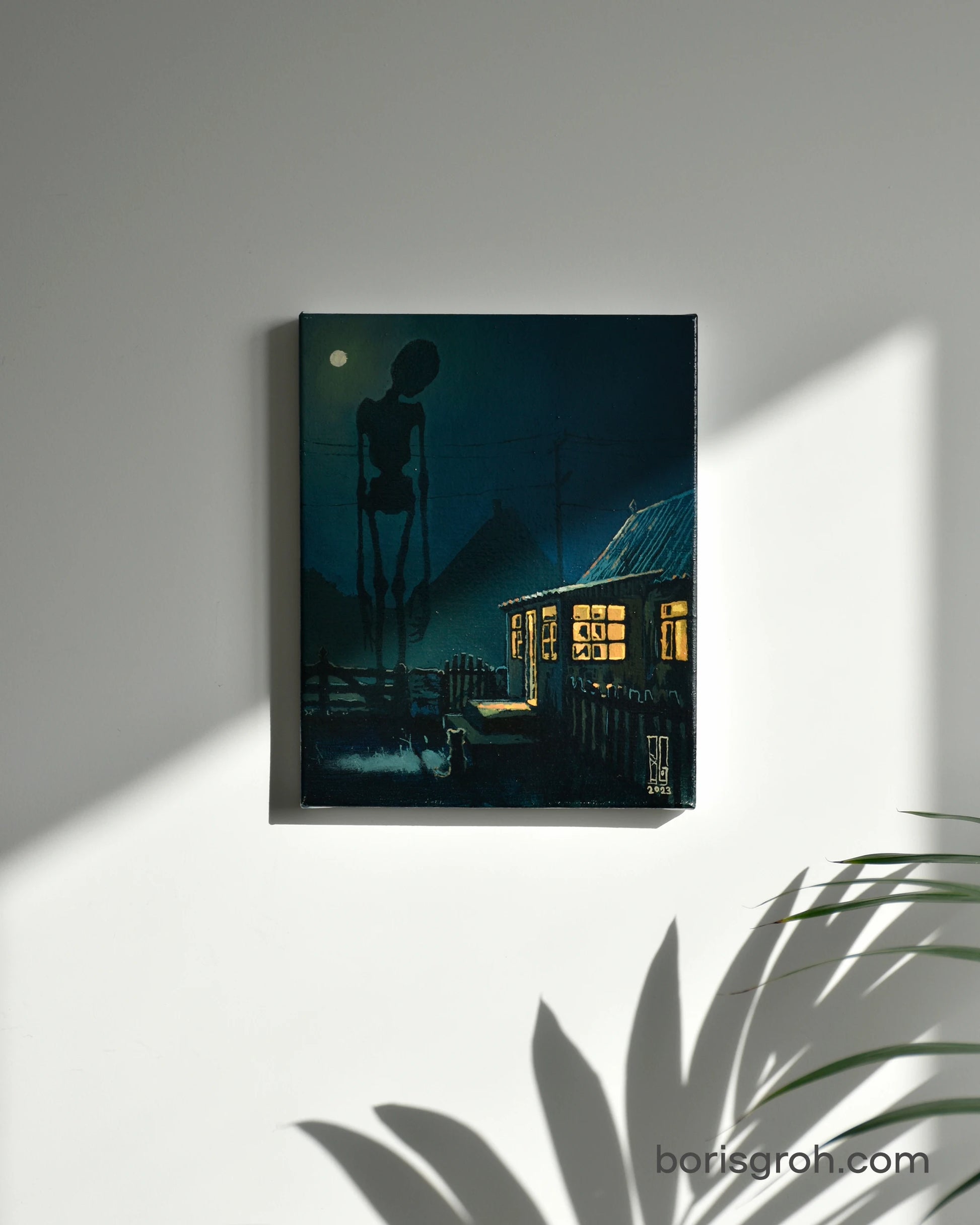 Original oil painting "Night in the village" 2023 - Boris Groh