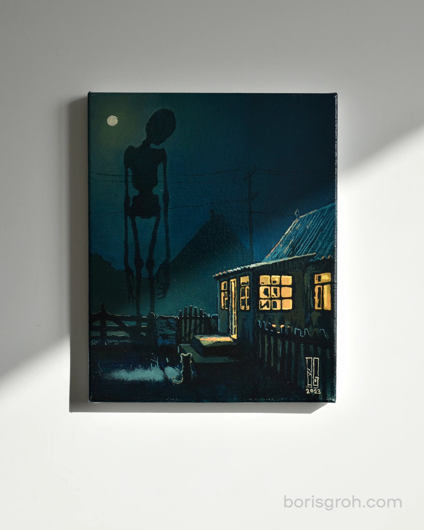 Original oil painting "Night in the village" 2023 - Boris Groh
