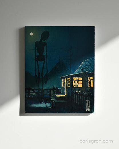 Original oil painting "Night in the village" 2023 - Boris Groh