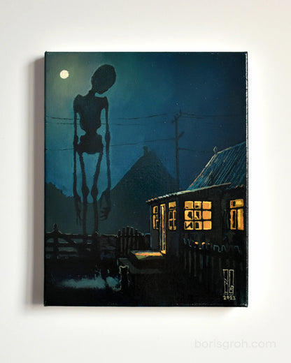 Original oil painting "Night in the village" 2023 Boris Groh