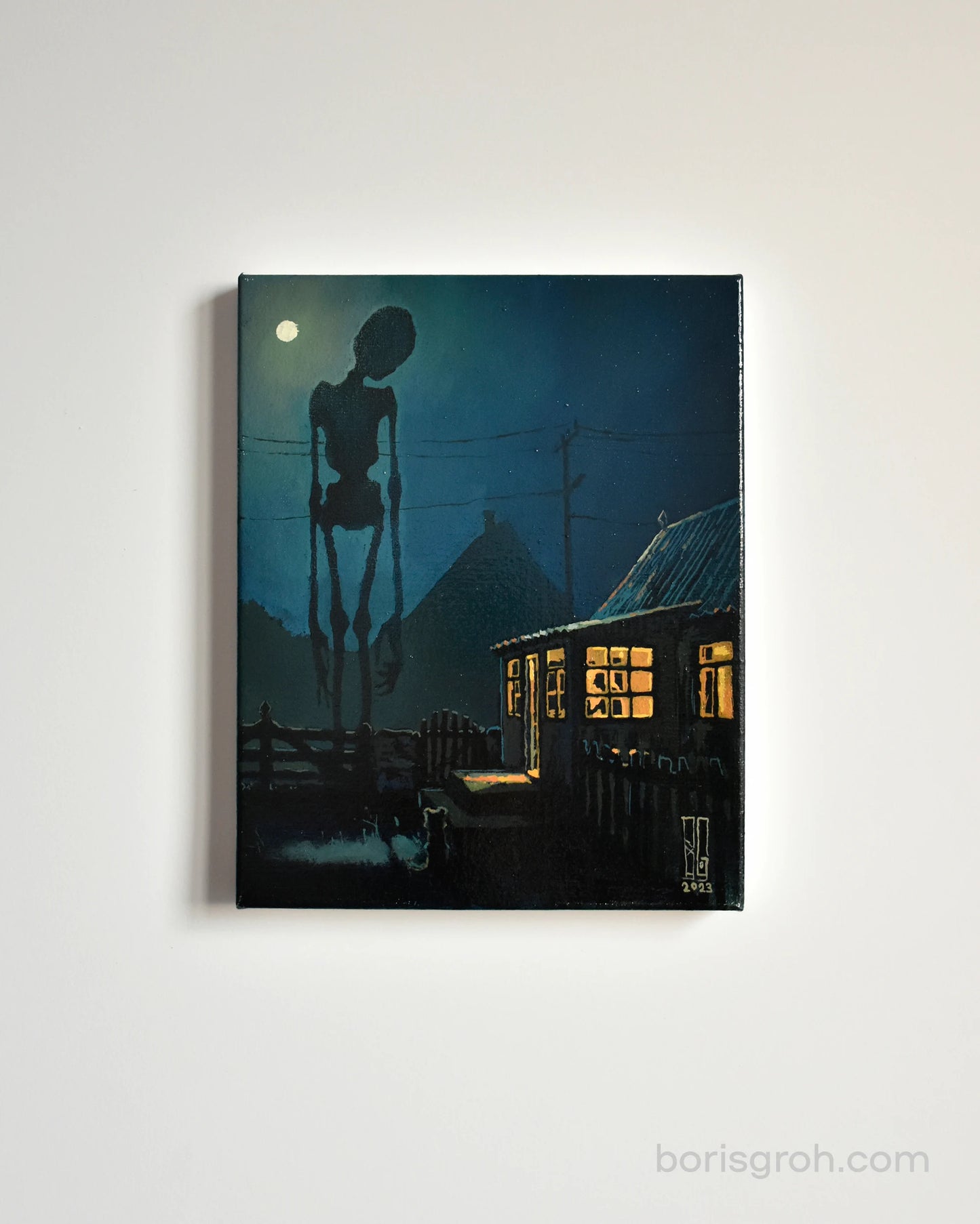 Original oil painting "Night in the village" 2023 - Boris Groh