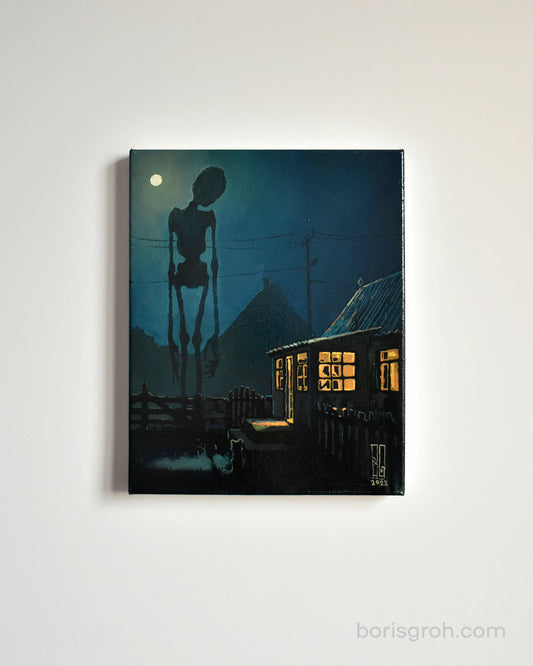 Original oil painting "Night in the village" 2023 - Boris Groh