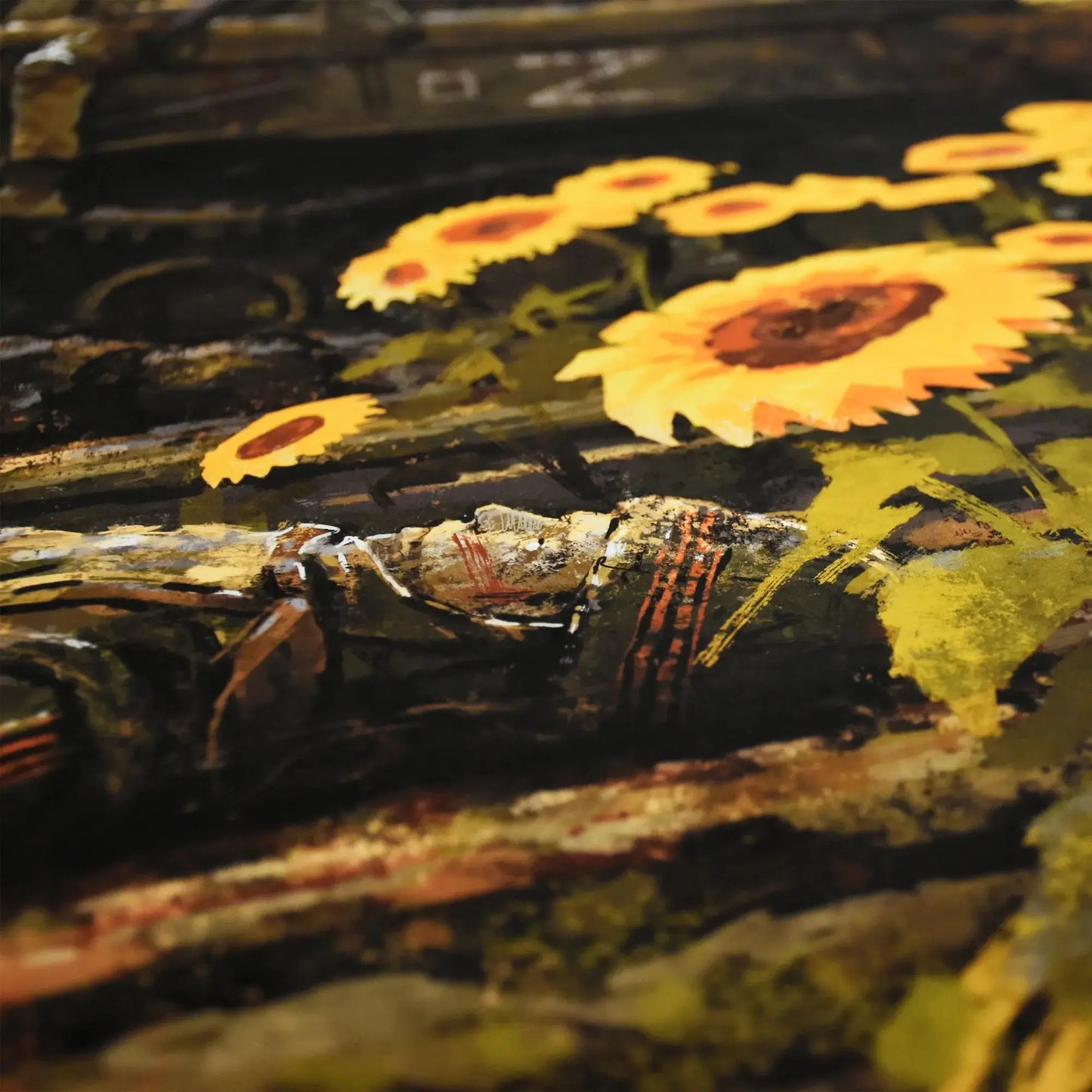 Close-up detail of Sunflowers limited edition print by Boris Groh