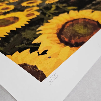 Edition number detail on Sunflowers limited edition giclée print